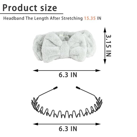 Wash Headband 4PCS Plush Bow Hair Accessories and Headbands Light Green - Picture 2 of 6